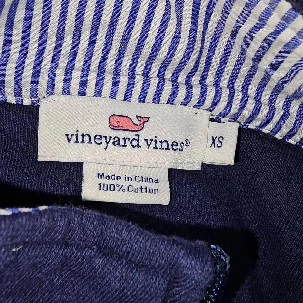 Vineyard Vines Womens Navy Dot‎ Stripe 1/4 Zip Shep Shirt XS